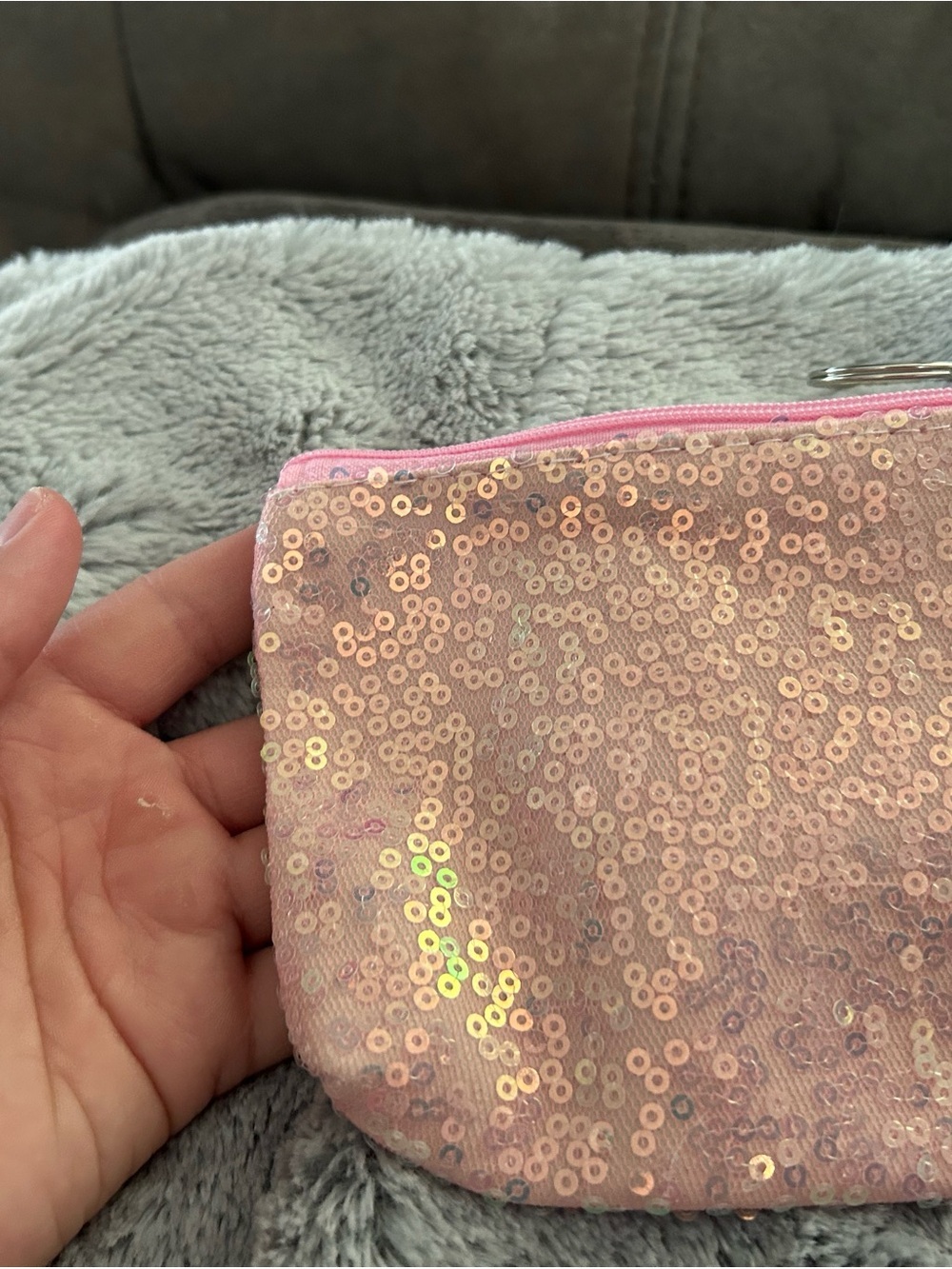 5/$25 small Pink Sequin Zip Pouch coin purse wallet